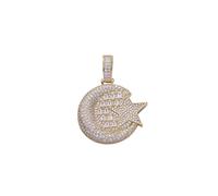 Moon And Star Pendant With Tennis Chain 2 SIze Full Cubic Zirconia Necklace For Men Women Gifts hip hop,Necklaces