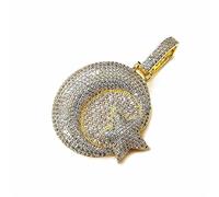Moon And Star Pendant With Tennis Chain 2 SIze Full Cubic Zirconia Necklace For Men Women Gifts hip hop,Necklaces