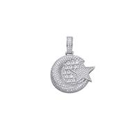 Moon And Star Pendant With Tennis Chain 2 SIze Full Cubic Zirconia Necklace For Men Women Gifts hip hop,Necklaces