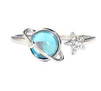 Moon and Star Ring for My Daughter, Rotatable Planet Ring, Fidget Rings An-xiety Stress Relief, Adjustable Planetary Finger Jewelry for Women, Teen, Girls