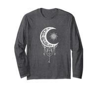 Moon and star with oriental ornaments Boho Gothic Long Sleeve T-Shirt