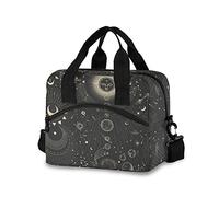 Moon And Stars Goth Insulated Lunch Bag Reusable Lunch Tote Bag Cooler Bag for Women Men Adult Lunch Box with Adjustable Shoulder Strap Leakproof Lunch Bag for Work School Picnic Camping