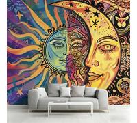 Moon and Sun Wallpaper, Celestial Bodies Astronomy Wall Mural for Living Room, Bedroom, Non-Woven Wall Papaer Decoration, Photo Wallpaper & Home Decor, 450x315 cm (WxH) K-MZ&11