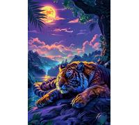 Moon Animal Tiger 300 Piece Jigsaw Puzzle for Adults, Creativity, Challenging and Difficult Puzzle, Brain Teaser Puzzles for Adults 300 Pieces for The Whole for Women, Men