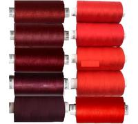 Moon Assorted Sewing Thread Box of 10 reels Coats Moon Polyester All Purpose Threads for Sewing Overlocker Quilting Stitching Threads Set 1000 Yards Each spools (Moon Polyester Red Maroon Threads)