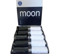Moon Assorted Sewing Thread Box of 10 reels Coats Moon Polyester All Purpose Threads for Sewing Overlocker Quilting Stitching Threads Set 1000 Yards Each spools (Moon Sewing Thread Black and White)