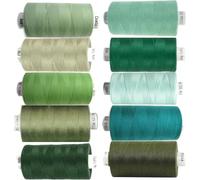 Moon Assorted Sewing Thread Box of 10 reels Coats Moon Polyester All Purpose Threads for Sewing Overlocker Quilting Stitching Threads Set 1000 Yards Each spools (Moon Sewing Polyester Threads Greens)