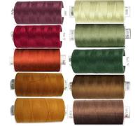 Moon Assorted Sewing Thread Box of 10 reels Coats Moon Polyester All Purpose Threads for Sewing Overlocker Quilting Stitching Threads Set 1000 Yards Each spools (Coats Moon Autumn Sewing Thread)