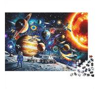 Moon Astronaut Jigsaw Puzzles 1000 Pieces Recycled Paper Outer Space Puzzle for Kids Fun Present & Activity for Home Great Gift for Child‘s Birthday 52x38cm/1000pcs