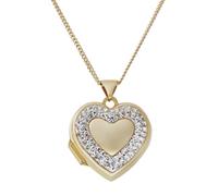 Moon & Back 9ct Gold Plated Crystal Heart Locket