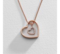 Moon & Back 9ct Rose Gold Plated Heart Pendant Necklace
