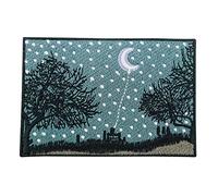 Moon Balloon in the Starry Night Iron-On Patch | Iron on Patches, Patch, Embroidery Patch, Ironable Patch, Badges Finally Home