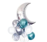 Moon balloon set, mix of colors, sea green, 9 pcs.