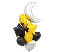 Moon balloon set, mix of gold and black colors, 8 pcs.