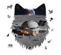 Moon Base Surface Jigsaw Puzzle 175PCS Wolf Head Design Puzzle Wooden Jigsaw Puzzles for Adults Families