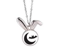 Moon Bat Happy Fear Halloween Rabbit Necklace Pendant Bunny Animal Jewelry Gift