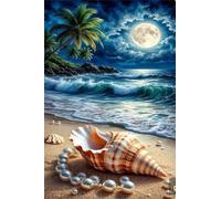 Moon Beach Conch Shells Jigsaw Puzzles for Adults 150 Pieces Educational Toys Challenging Game 150 Piece Puzzles for Adults for The Whole for Women Gifts for Men