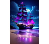 Moon Beach Sailboat Jigsaw Puzzles for Adults 500 Piece Challenging Puzzle Games, Difficult Hard Jigsaw Puzzles for Man and Woman, 500 Pieces Puzzles for Adults