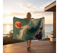Moon Beach Towels Oversized 60 x 40Inch, Sea Waves Beach Towel 150x100, Quick Dry Sand Resistant Lightweight for als Camping Vacation Travel Essentials for Sauna Pool Gym Yoga Bath Towels JXLT-3154