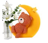 Moon Bear Cake Topper, Decorative Sculpture, Resin Figurine, Cute, Portbale Shower Theme, Sturdy Resins Desk and Cake Decoration, Beautiful Addition to Any Room