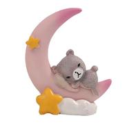 Moon Bear Cake Topper - Mini Resin Figurine, Creative Table Ornament | Whimsical Sleeping Decoration with Soft Carved Look for Baby Shower Celebration Home Bakery Installation Party Display Dessert