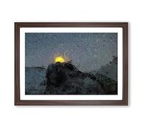 Moon Behind The Mountains in Canada Framed Print | A2 Walnut Framed Wall Art | Ready to Hang | Modern Space Picture | Living Room Bedroom Lounge Office
