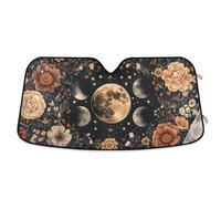 Moon Black Flowers Boho Windshield Cover Foldable Protector Solar Women tapasoles para carro
