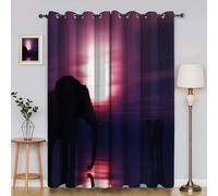 Moon Blackout Curtains for Bedroom Elephant 3D Print Pattern Eyelet Thermal Insulated Bedroom Curtains for Boys Girls 2 x 46W x 54H inYI3434