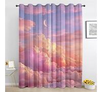 Moon Blackout Curtains, Sunset Cloud Dream Landscape Curtain for Living Room, Bedroom Home Decor Window Curtain, Eyelet Thermal Curtains & Drapes 2 Panels 66 x 90 Inch Drape