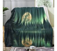 Moon Blanket Throw, Landscape Fleece Blanket for Bed Sofa Couch, Soft Cozy Flannel, 180x200 cm, Decor & Gifts (S134)