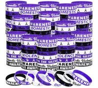 Moon Boat 200PCS Domestic Violence Awareness Bulk: Purple Silicone Rubber Wristbands Decorations Gifts Party Favors