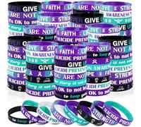 Moon Boat 200PCS Suicide Prevention Awareness Silicone Inspirational Wristbands Items Bulk