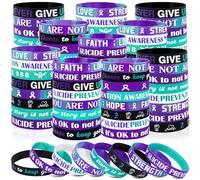 Moon Boat Suicide Prevention Awareness Bracelets Silicone Inspirational Wristbands Items Bulk, 2.5", Silicone