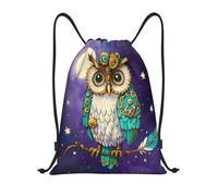 Moon Boho Owl String Bag Versatile Gym Bag Durable String Backpack For Yoga Organization Hiking 36X42Cm
