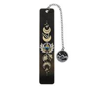 Moon Bookmark - Metal Bookmark, Book Marks for Adults, Witch Bookmarks, Stainless Steel Celestial Bookmarks, Inspirational Creative Moon Mountains Book Marks,Mystical Witch Astronomy Inspired Mark (D)