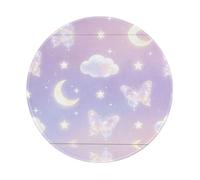 Moon Butterflies Dream Print Round Mousepad, Rubber Base Computer Mousepad for Laptop, Desktop and Gaming