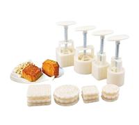 Moon Cake Mold Press - 4 Pieces Food Grade DIY Molds with Patterns, Cookie and Cake Making Supplies, Traditional Dessert Press for Mid-Autumn Festival, Holiday, Birthday, Party, Kitchen Snack Preparat