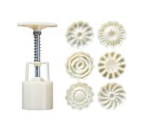 Moon Cake Mold Press 6 Motif Stamps 50g Mooncake Flower Round Bakeware Cookie Cutter DIY Cake Decoration Tool Hand-Pressure Biscuit