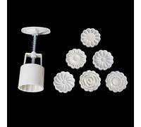 Moon Cake Mold with 6Pcs Stamps Round Flower Pastry Hand Tool