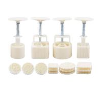 Moon Cake Mould - 4 Pieces with Reusable Patterns, Moon Cake Moulds and Biscuit Tools - for Autumn Birthday Party Home Kitchen Dessert Snack