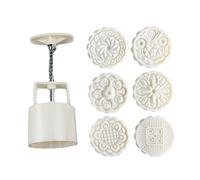 Moon Cake Mould Flower Shape Hand Pressure Cookie Cutter Cake Maker Baking Tool with 6 Stamps 7PCS