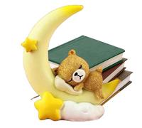 Moon Cake Top - Cute Bear Sleeping on the Moon Cake Topper | Moon Statue with Table Decoration | Resin Cartoon Statue - for Cakes, Shelves and Nurseries