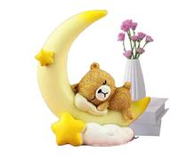 Moon Cake Topper - Cartoon Resin Statue, Decorative Birthday Accent | Adorable Animal Figurine for Baby Shower Display, Celestial Theme Ornament for Nursery Dessert Table Centerpiece Setup