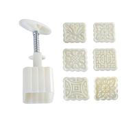 Moon Cakes Mold with 6 Stamp ABS Bean Pastes Cake Mold Hand Pressed Ice Skin Dessert for Cooking Lover Biscuits Stamping Machine