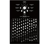 Moon Calendar 2025,2025 Moon Phase Calendar Wall Poster,Astrology Decor,Moon Tracking,Dark Lunar Wall Poster,Wall Décor & Art(12” x 17.75”,unframed）