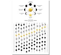 Moon Calendar 2025,2025 Moon Phase Calendar Wall Poster,Astrology Decor,Moon Tracking,Dark Lunar Wall Poster,Wall Décor & Art(12” x 17.75”,unframed）