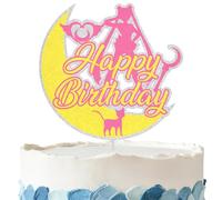 Moon Cat Birthday Cake Topper - Glitter Moon Girls Sailor Party Decorations for Birthday Party Supplies