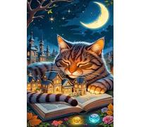 Moon Cat City 500 Piece Jigsaw Puzzle for Adults, Creativity, Challenging and Difficult Puzzle, Brain Teaser Puzzles for Adults 500 Pieces for The Whole for Women, Men