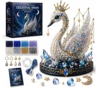 Moon Cat Luna Guardian DIY Bead Kit, 3D Beaded Celestial Moon & Stars Series DIY Kit, Tiny 3D Beaded Moons Cat Luna Guardian Craft Kit, Handmade Magical Cat Kit for Beginner, Home Decor (Colour-A)