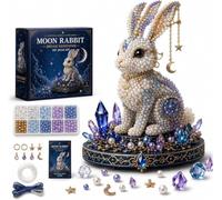 Moon Cat Luna Guardian DIY Bead Kit, 3D Beaded Celestial Stars & Crescent Series, Tiny Craft Kit for Beginners with Premium Beads & Tools, Handmade Magical Decor for Shelf, Desk, or Gift (Rabbit)